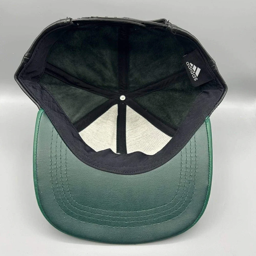 Boston Celtics NBA Hat‎ Men Black Green Leather Adidas Snap Back Cap